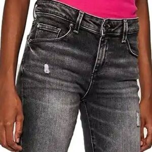 Guess| Mid-Rise Distressed Acid Wash Black Skinny Jeans Sz 26